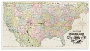 (RAILROADS.) Rand, McNally & Co. A Correct Map of the United States of America, Showing the Atchison, Topeka and Santa Fe R.R.